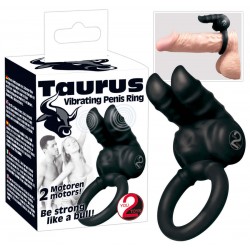 Vibro-Penisring »Taurus«, 3 cm Ø, mit Klitorisreizer, schwarz