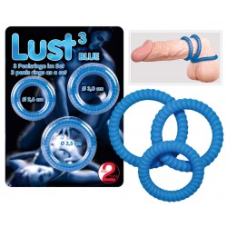 3-teiliges Penisringset »Lust³ Blue«