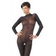 Catsuit, ouvert, mit Spitzenkragen, transparent